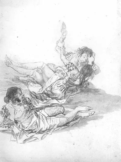 Majo Laughing at Two Girls Fighting Francisco de Goya